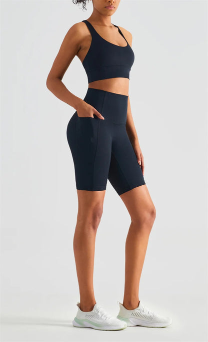 Seamless High Waist Workout Shorts for Women | Gym, Yoga & Cycling Shorts with Pockets
