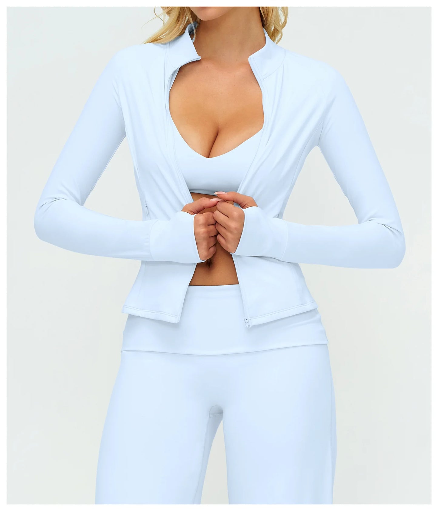 Women’s Zip-Up Performance Jacket – Long Sleeve Quick-Dry Gym & Yoga Activewear