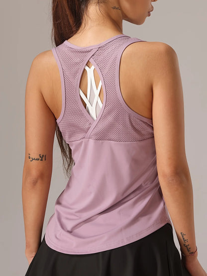 Women’s Performance Mesh Workout Tank – Sleeveless Gym, Tennis & Training Top