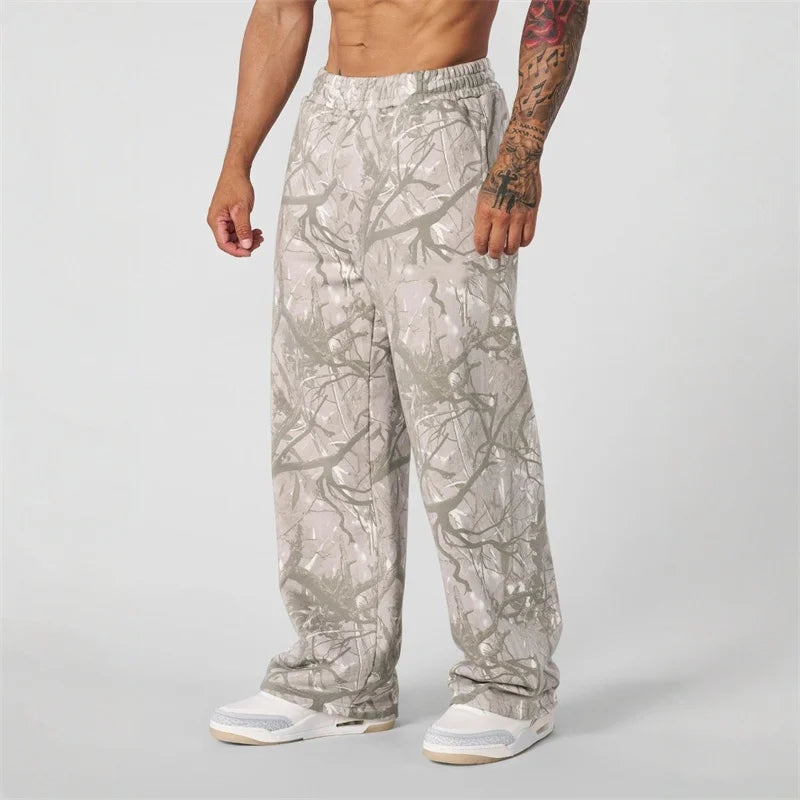 Loose Large size men sweatpants spring autumn Straight Casual Pants Men Camouflage Wide Leg Pants Breathable camouflage trousers