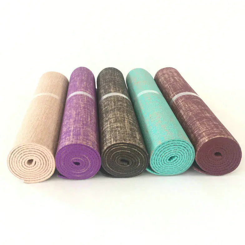 Jute Yoga Mat with PVC for Fitness and Studio Use