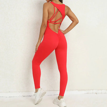 Women's Sleeveless Yoga Jumpsuit for Fitness and Running