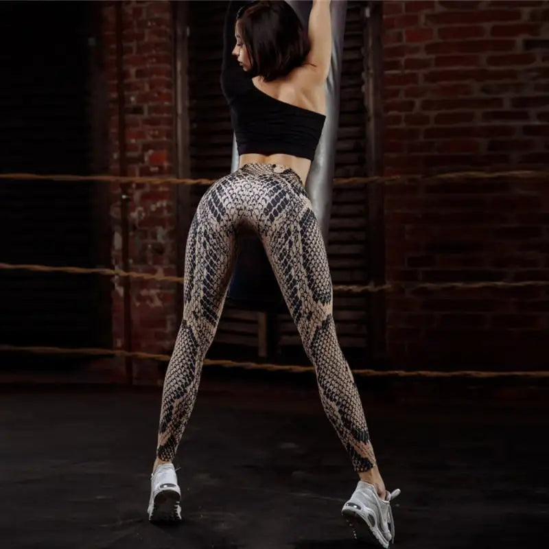 3D Snakeskin Print Yoga Fitness Leggings
