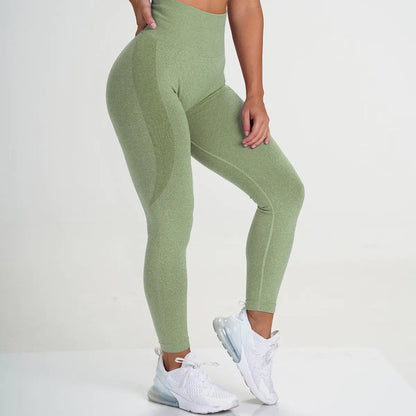 High-Waisted Peach Stretch Yoga Pants for Hip Lift