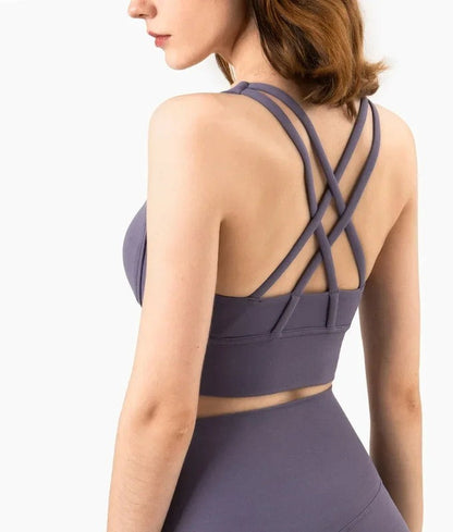 Cross Back Sports Bra for Women | Breathable Fitness & Yoga Top
