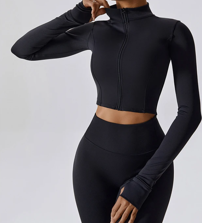 Women’s Quick-Dry Fitness Jacket – Zip-Up Long Sleeve Workout & Yoga Training Top