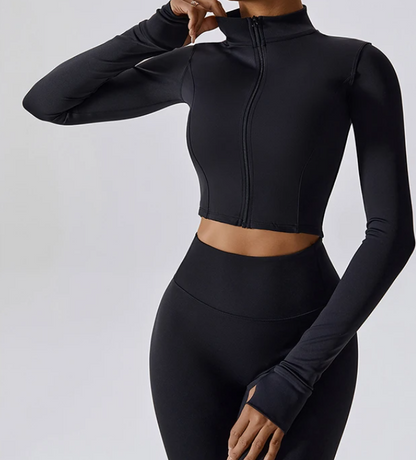 Women’s Quick-Dry Fitness Jacket – Zip-Up Long Sleeve Workout & Yoga Training Top