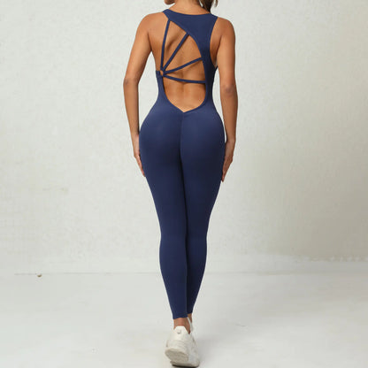 Women's Sleeveless Yoga Jumpsuit for Fitness and Running