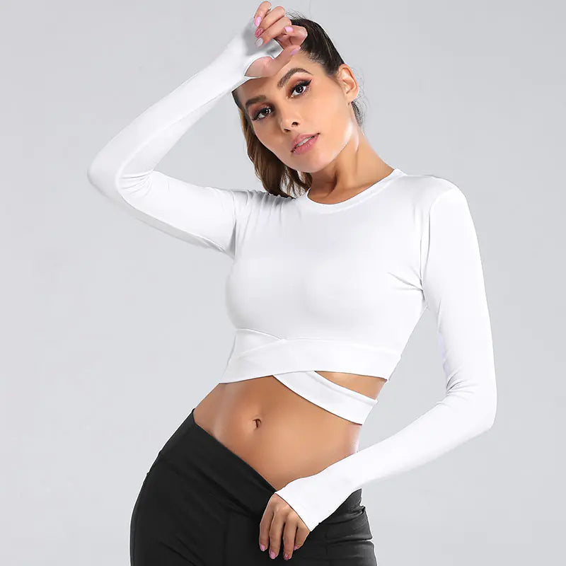 Women's Long Sleeve Crop Dry Fit Yoga Top