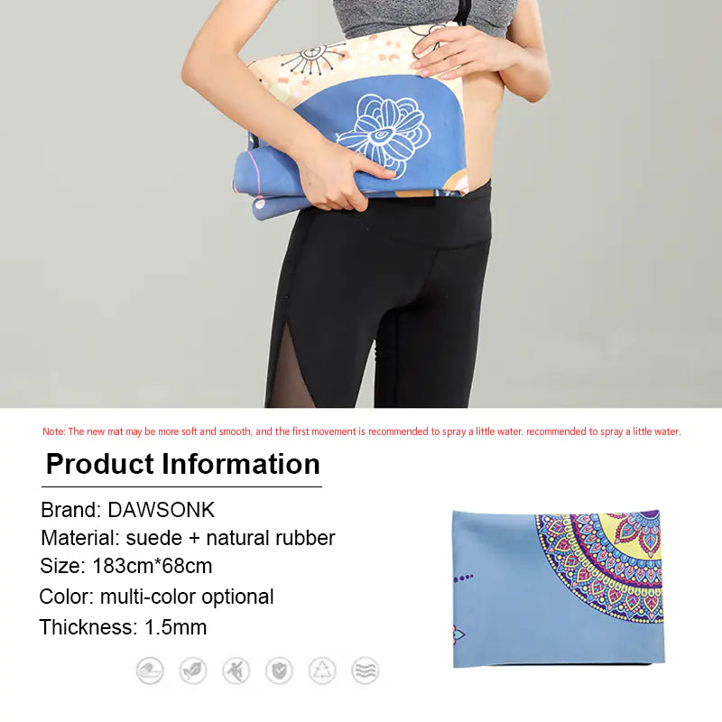 Natural Rubber Suede Yoga Mat - Ultra-thin Portable Design