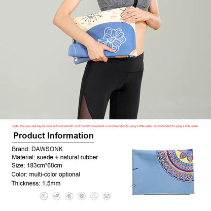Natural Rubber Suede Yoga Mat - Ultra-thin Portable Design