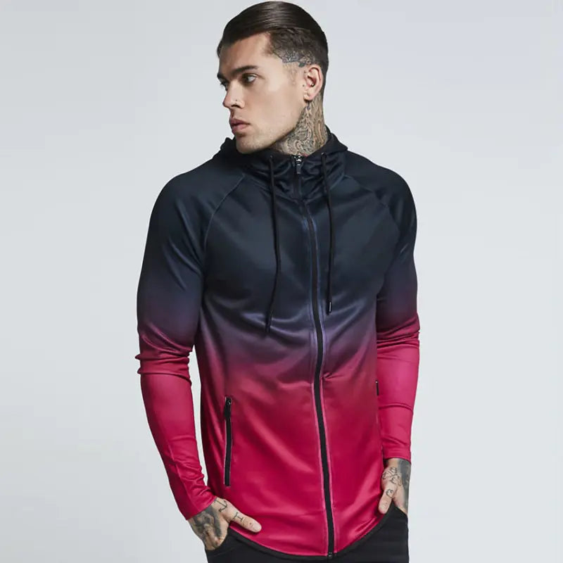 Men's Slim Fit Hooded Workout Jacket for Training