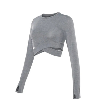 Women's Long Sleeve Crop Dry Fit Yoga Top