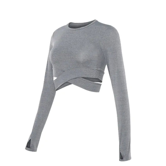 Women's Long Sleeve Crop Dry Fit Yoga Top